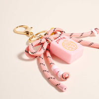 Mahjong Joker Tile Cord Keychain Bag Charm: Pink