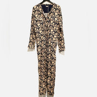 Savoie Floral Linen Blend Long Sleeve Jumpsuit in Navy Avignon Meadow - XL