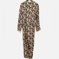 Savoie Floral Linen Blend Long Sleeve Jumpsuit in Navy Avignon Meadow - XL