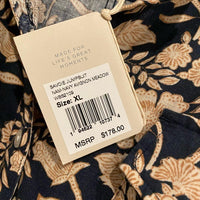 Savoie Floral Linen Blend Long Sleeve Jumpsuit in Navy Avignon Meadow - XL