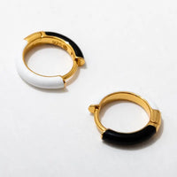 Two Tone Reversible Enamel Huggie Hoop Earrings