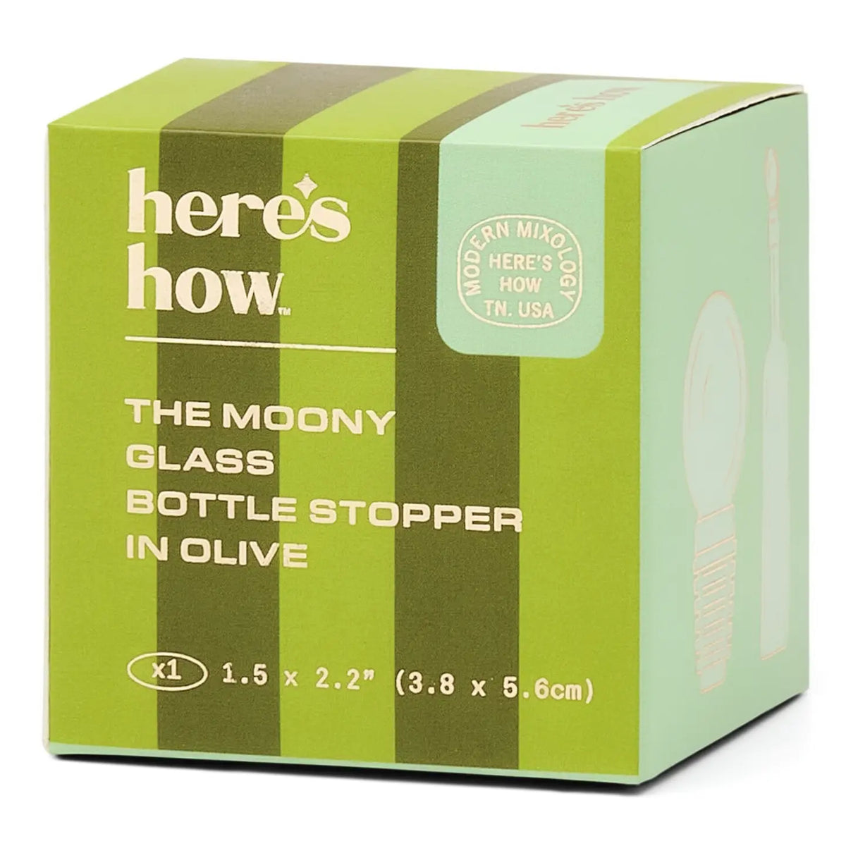 The Moony Glass Bottle Stopper - Olive