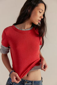 Atlas Crew Tee in Fiery Red