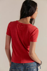 Atlas Crew Tee in Fiery Red