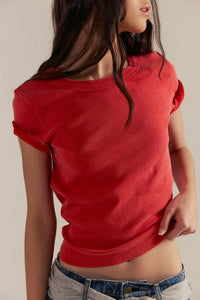 Atlas Crew Tee in Fiery Red