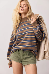 Palm Springs Striped Pullover in Army Combo