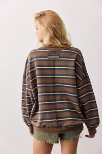 Palm Springs Striped Pullover in Army Combo