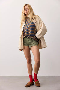 Palm Springs Striped Pullover in Army Combo