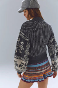 Isle Tide Zip Up in Charcoal Combo