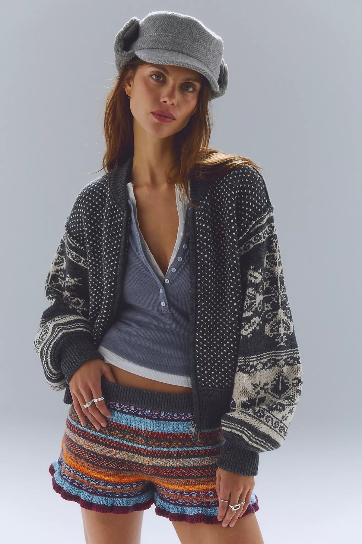 Isle Tide Zip Up in Charcoal Combo