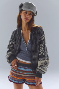 Isle Tide Zip Up in Charcoal Combo