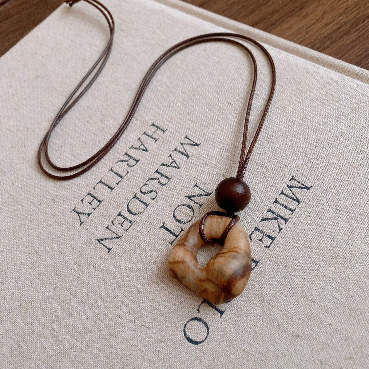 Vintage Geometric Resin Pendant Beaded Braided Necklace