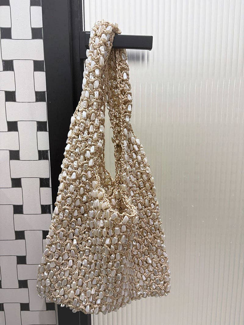 Casual Handmade Woven Hollow Beaded Shoulder Bag