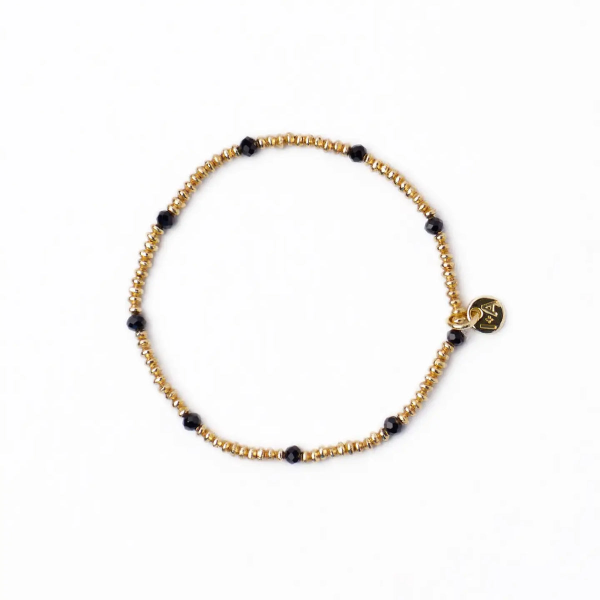 Ashley Stretch Bracelet Black + Gold