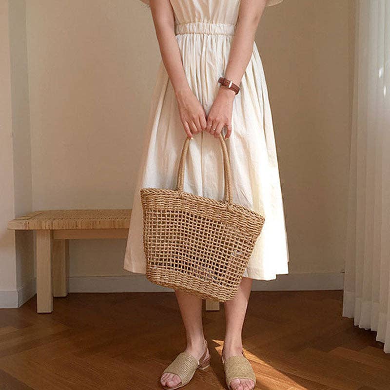 Simple Hollow Out Straw Woven Shoulder Bag