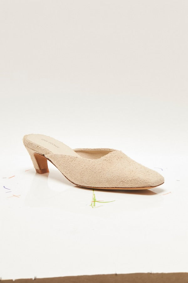 Avenue Heel in Sand Hairy Suede