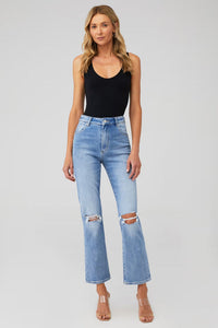 High Rise Straight Bleeker Jeans in Distressed Vintage Blue