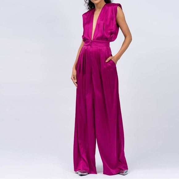 Fuchsia Maxi Draped Jumpsuit