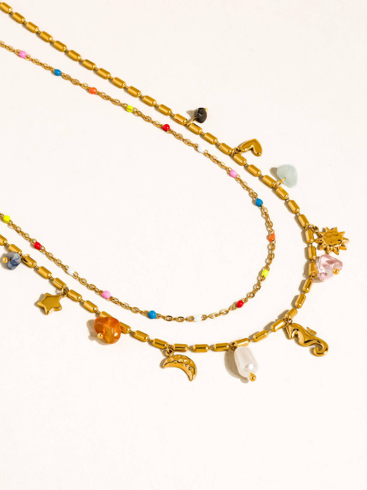 Ninah 18K Gold Non-Tarnish Seahorse Charm Layered Necklace