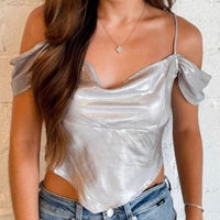 Cassandra Metallic Blouse in Pewter
