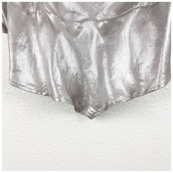 Cassandra Metallic Blouse in Pewter