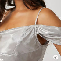 Cassandra Metallic Blouse in Pewter