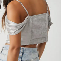 Cassandra Metallic Blouse in Pewter