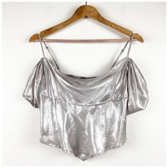 Cassandra Metallic Blouse in Pewter