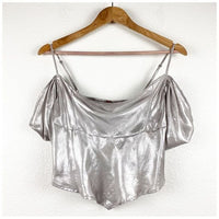 Cassandra Metallic Blouse in Pewter