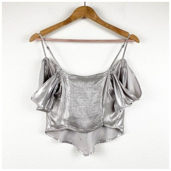 Cassandra Metallic Blouse in Pewter