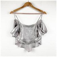 Cassandra Metallic Blouse in Pewter