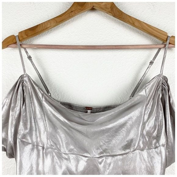 Cassandra Metallic Blouse in Pewter