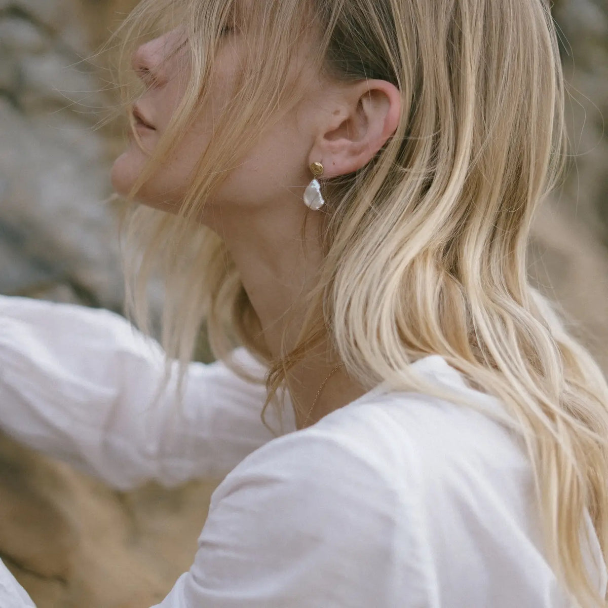 Cloud Earrings with Baroque Pearl
