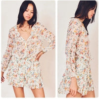 Floral Silk Popover Mini Dress - Medium