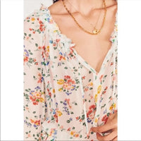 Floral Silk Popover Mini Dress - Medium
