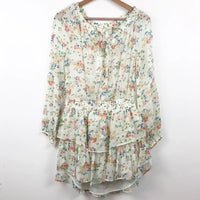 Floral Silk Popover Mini Dress - Medium