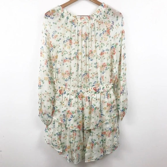 Floral Silk Popover Mini Dress - Medium