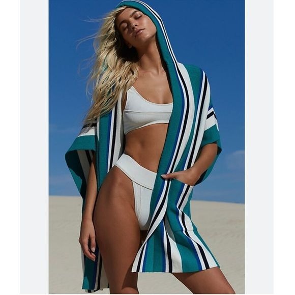 All I Need Striped Hooded Poncho 0/S