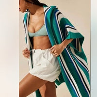 All I Need Striped Hooded Poncho 0/S