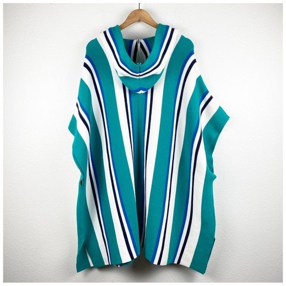 All I Need Striped Hooded Poncho 0/S