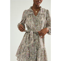 Calanthe Mini Shirt Dress in Neutral Motif - XS