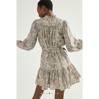 Calanthe Mini Shirt Dress in Neutral Motif - XS