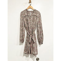 Calanthe Mini Shirt Dress in Neutral Motif - XS