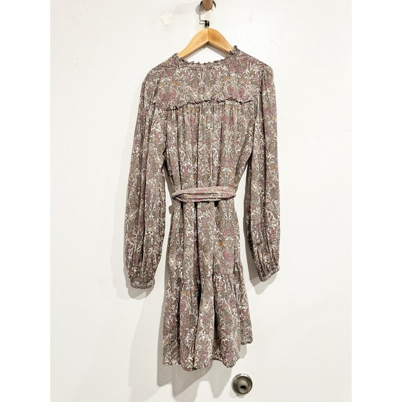 Calanthe Mini Shirt Dress in Neutral Motif - XS