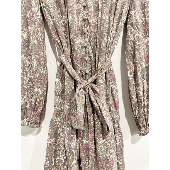 Calanthe Mini Shirt Dress in Neutral Motif - XS