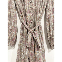 Calanthe Mini Shirt Dress in Neutral Motif - XS