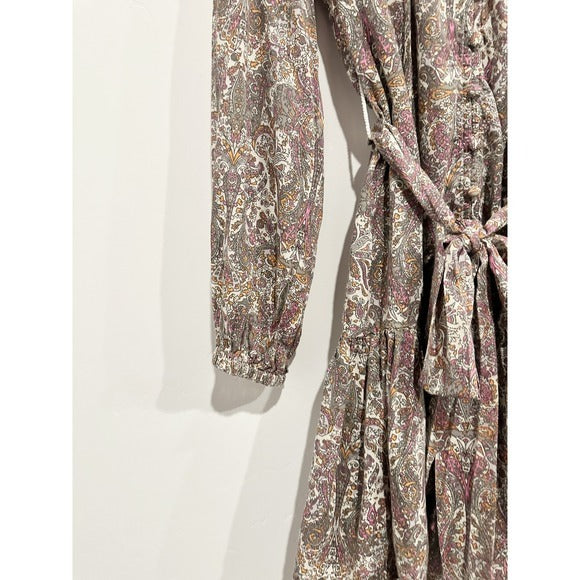 Calanthe Mini Shirt Dress in Neutral Motif - XS