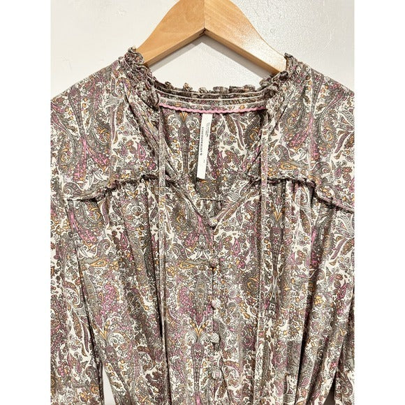 Calanthe Mini Shirt Dress in Neutral Motif - XS