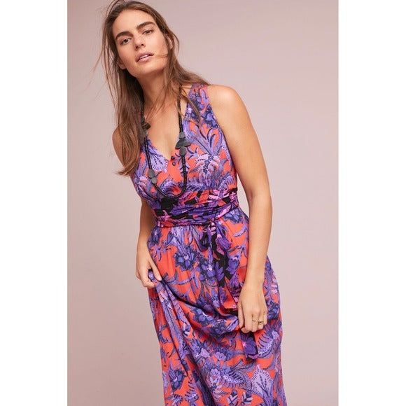 Macie Maxi Dress in Red Pattern - 10