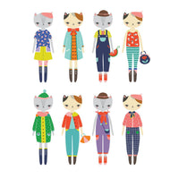 Cat Fashion Magnetic Figures